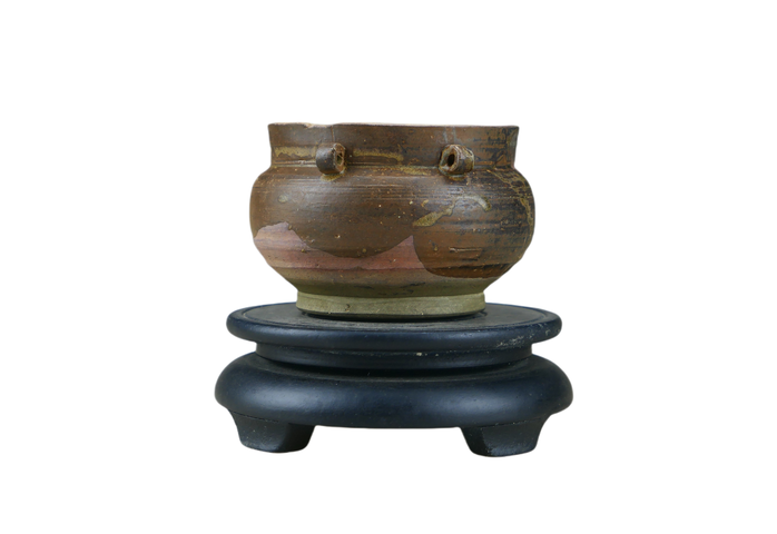 古玩陶瓷吉州窯灑花釉四系茶入真品鑒賞圖