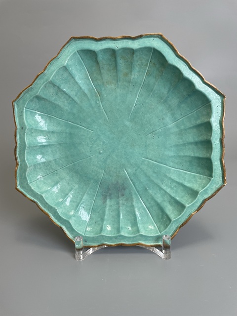 古玩陶瓷爐鈞釉八方盤真品鑒賞圖