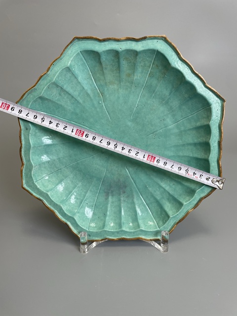 古玩陶瓷爐鈞釉八方盤真品鑒賞圖