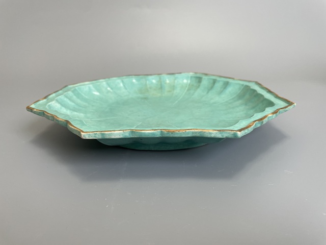 古玩陶瓷爐鈞釉八方盤真品鑒賞圖