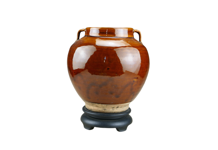 古玩陶瓷耀州窯紅釉雙系罐真品鑒賞圖