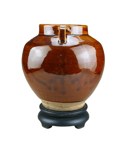 古玩陶瓷耀州窯紅釉雙系罐真品鑒賞圖