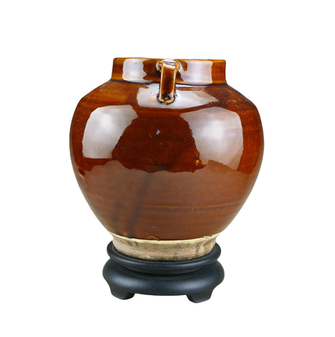 古玩陶瓷耀州窯紅釉雙系罐真品鑒賞圖