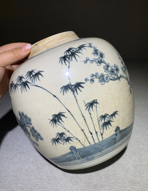 古玩陶瓷清雍正 歲寒三友罐真品鑒賞圖