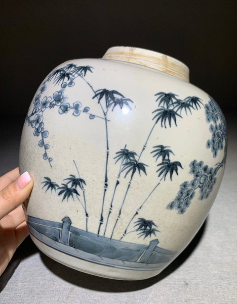 古玩陶瓷清雍正 歲寒三友罐真品鑒賞圖
