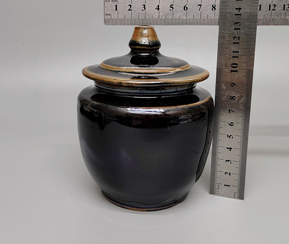 古玩陶瓷磁州窯黑釉茶葉罐真品鑒賞圖