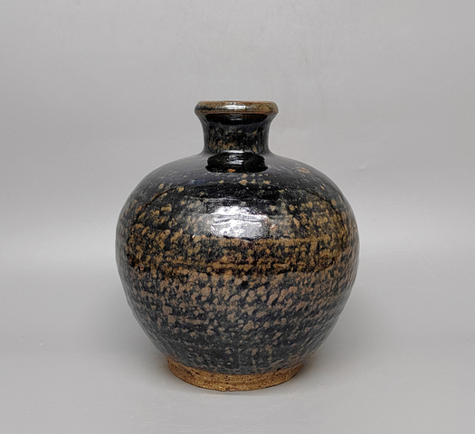 古玩陶瓷磁州窯鷓鴣斑紋嘟嚕瓶真品鑒賞圖