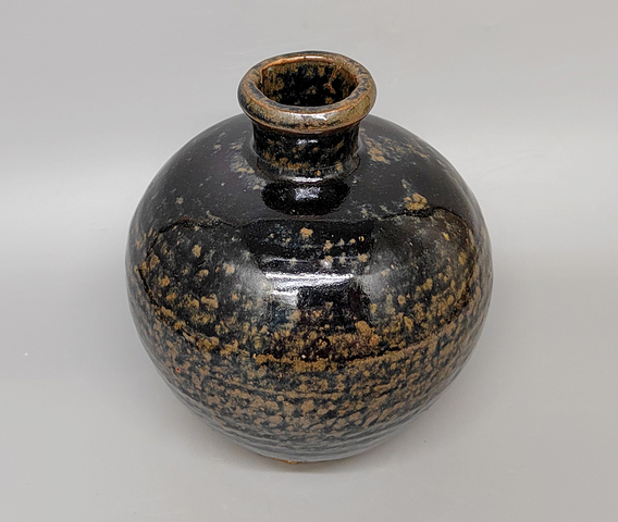 古玩陶瓷磁州窯鷓鴣斑紋嘟嚕瓶真品鑒賞圖