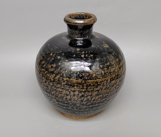 古玩陶瓷磁州窯鷓鴣斑紋嘟嚕瓶真品鑒賞圖