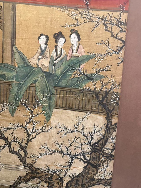 古玩字畫丁云鵬工筆重彩仕女屏風真品鑒賞圖