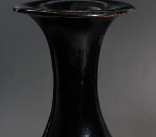 古玩陶瓷黑釉玉壺春瓶真品鑒賞圖
