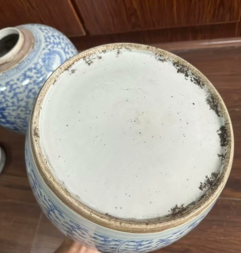 古玩陶瓷纏枝花囍字紋罐真品鑒賞圖