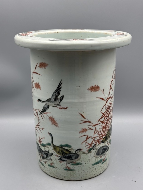 古玩陶瓷民國蘆雁紋器真品鑒賞圖