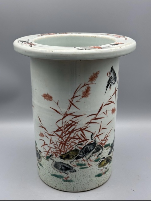 古玩陶瓷民國蘆雁紋器真品鑒賞圖