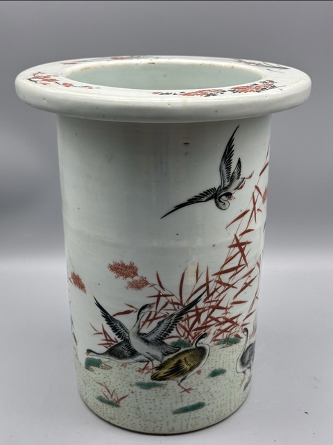 古玩陶瓷民國蘆雁紋器真品鑒賞圖