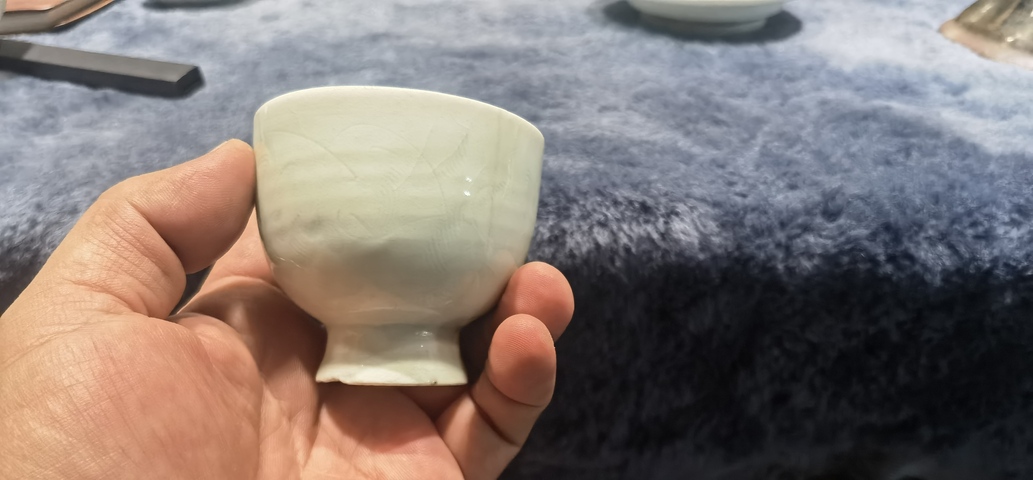 古玩陶瓷青白釉盞和托真品鑒賞圖