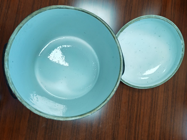 古玩陶瓷清光緒 淺絳山水蓋缸真品鑒賞圖