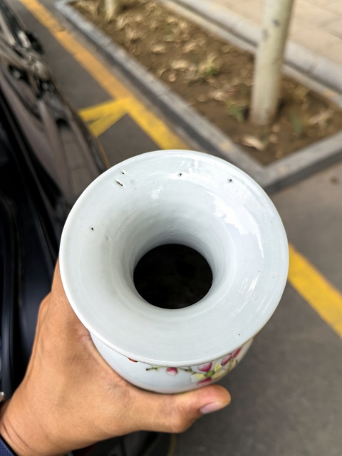 古玩陶瓷粉彩花卉紋雙耳瓶真品鑒賞圖
