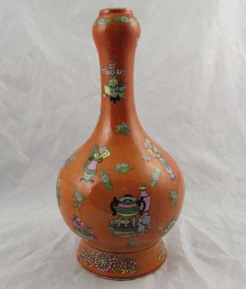 古玩陶瓷粉彩蒜頭瓶真品鑒賞圖