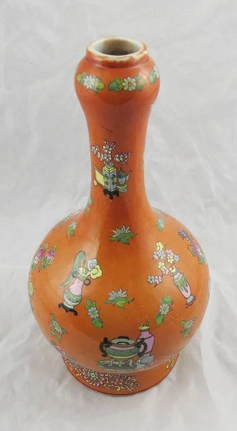 古玩陶瓷粉彩蒜頭瓶真品鑒賞圖