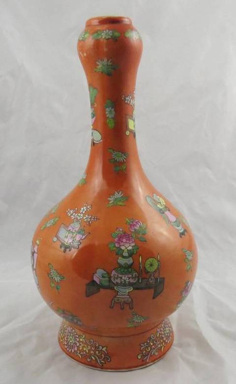 古玩陶瓷粉彩蒜頭瓶真品鑒賞圖