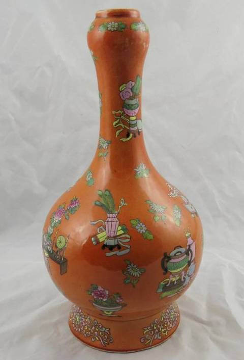 古玩陶瓷粉彩蒜頭瓶真品鑒賞圖
