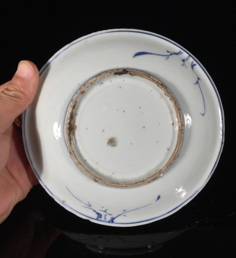 古玩陶瓷明晚青花山水盤真品鑒賞圖