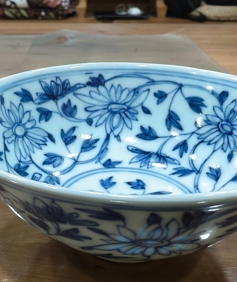 古玩陶瓷嘉慶 青花玲瓏蓋碗真品鑒賞圖