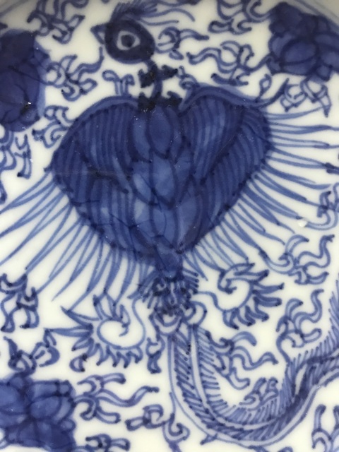 古玩陶瓷鳳紋青花盤真品鑒賞圖