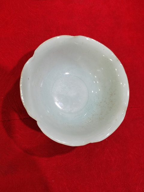 古玩陶瓷湖田窯花口盞托一套真品鑒賞圖