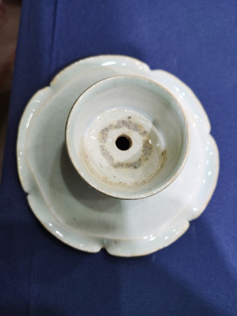 古玩陶瓷湖田窯花口盞托一套真品鑒賞圖