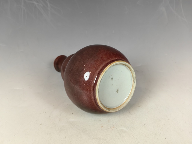 古玩陶瓷清中晚豇豆紅釉葫蘆瓶真品鑒賞圖