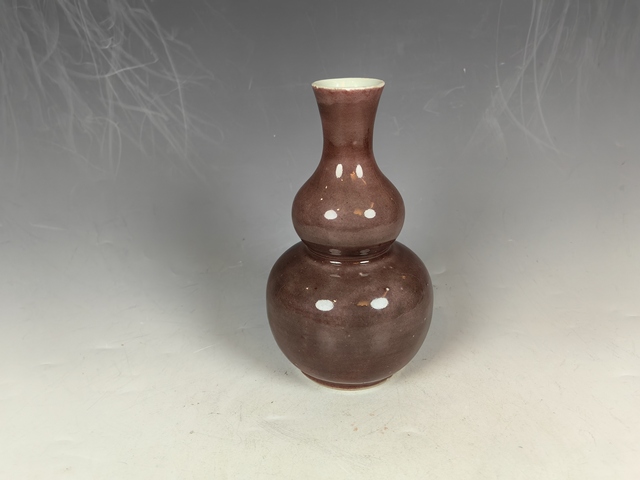 古玩陶瓷清中晚豇豆紅釉葫蘆瓶真品鑒賞圖