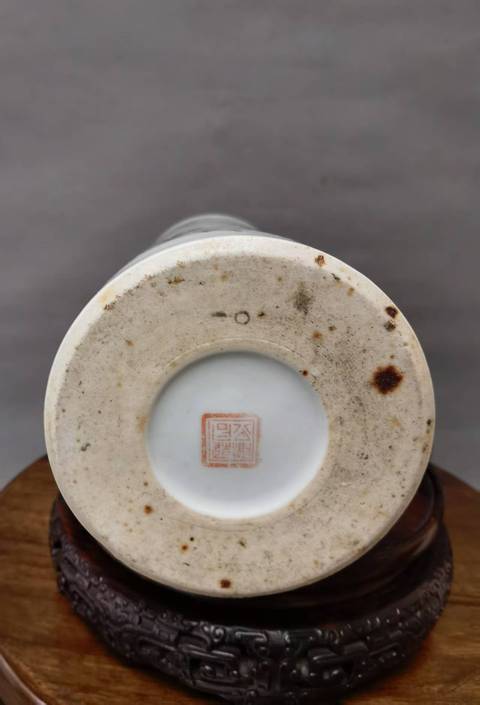 古玩陶瓷粉彩花鳥紋帽筒真品鑒賞圖