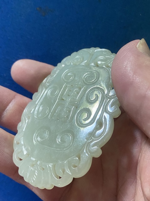 古玩玉器白玉福壽牌真品鑒賞圖