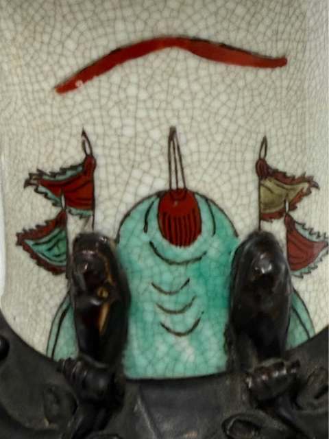 古玩陶瓷哥釉五彩瓶真品鑒賞圖