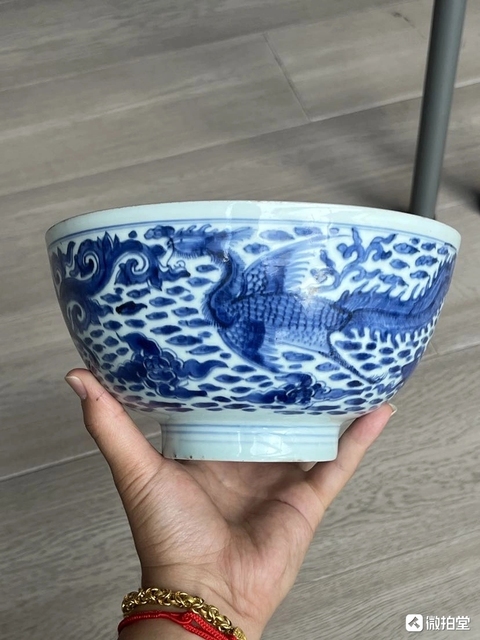 古玩陶瓷青花龍鳳紋大碗真品鑒賞圖