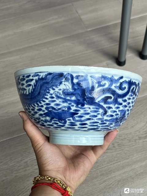 古玩陶瓷青花龍鳳紋大碗真品鑒賞圖