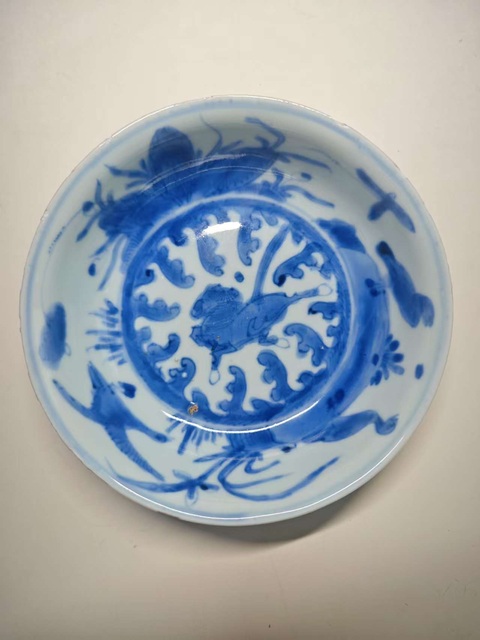古玩陶瓷青花飛馬蘆雁圖淺盤真品鑒賞圖