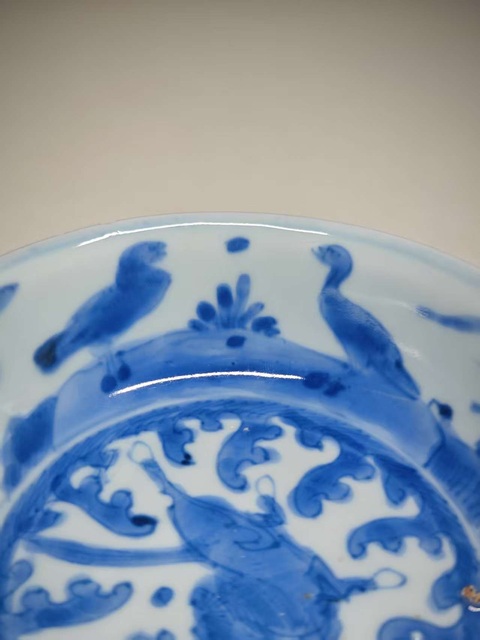 古玩陶瓷青花飛馬蘆雁圖淺盤真品鑒賞圖