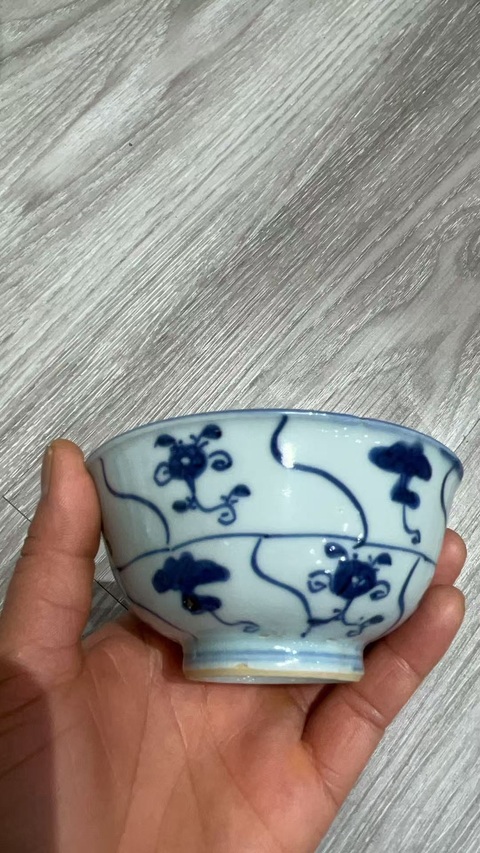 古玩陶瓷清 雍正如意靈芝紋壓手杯拍賣，當前價格2000元
