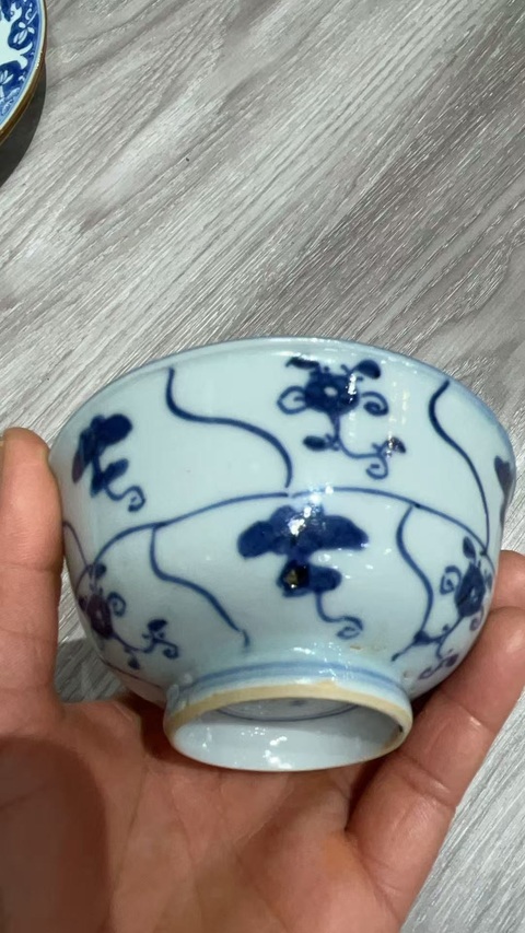 古玩陶瓷清 雍正如意靈芝紋壓手杯拍賣，當前價格2000元