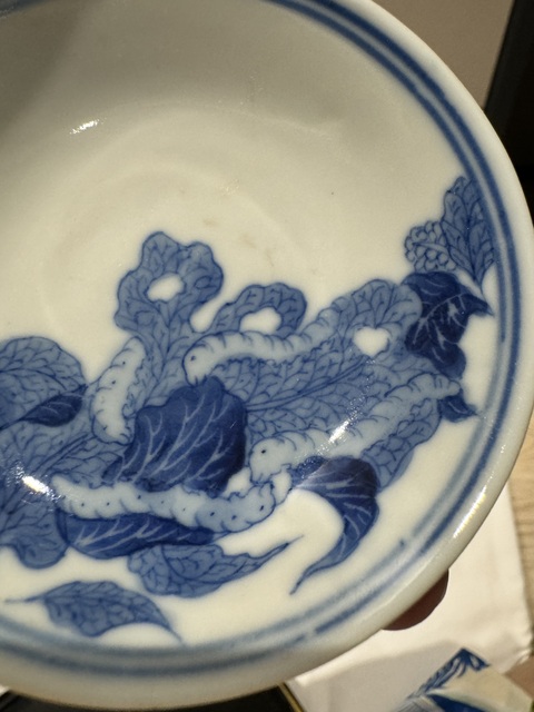 古玩陶瓷民國青花蠶食圖碟真品鑒賞圖