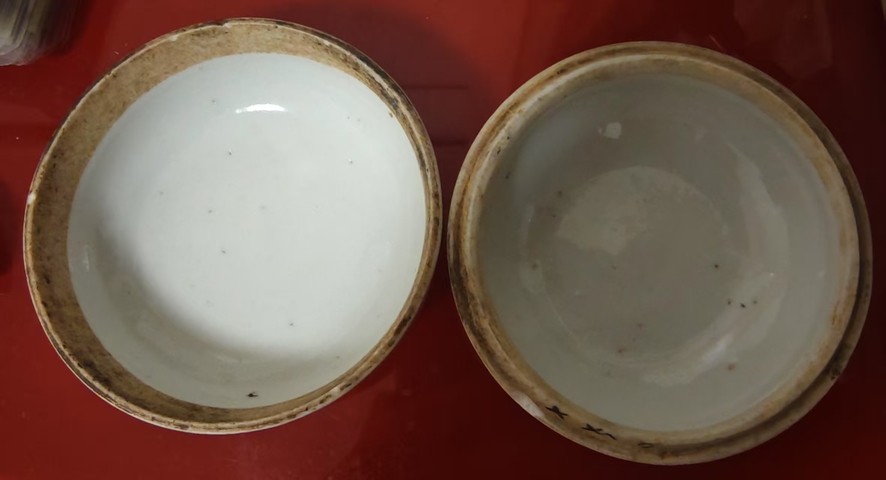 古玩陶瓷民國(guó)粉彩仕女印泥盒真品鑒賞圖