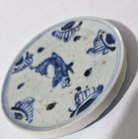古玩陶瓷青花游魚紋標本真品鑒賞圖
