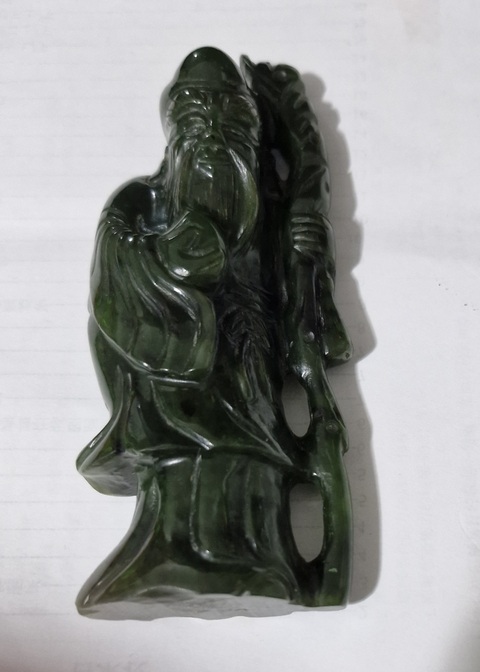 古玩玉器和田碧玉壽星真品鑒賞圖