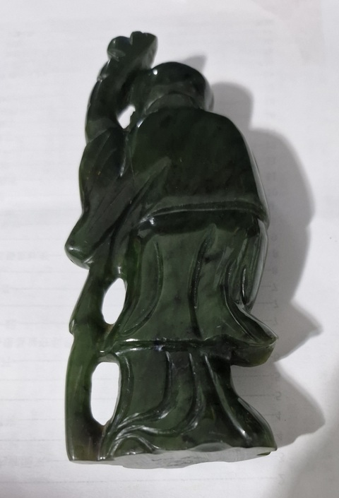 古玩玉器和田碧玉壽星真品鑒賞圖