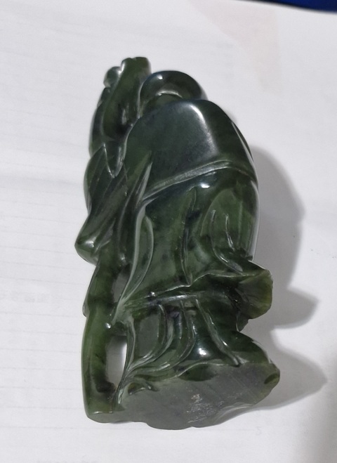 古玩玉器和田碧玉壽星真品鑒賞圖