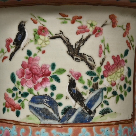 古玩陶瓷清晚期 粉彩花鳥紋尊真品鑒賞圖