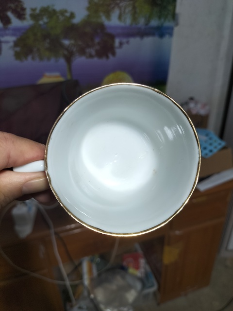 古玩陶瓷民國胭脂紅山水杯真品鑒賞圖